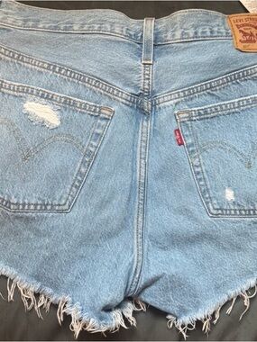 Levi's Light Wash Distressed Denim Cutoff Shorts